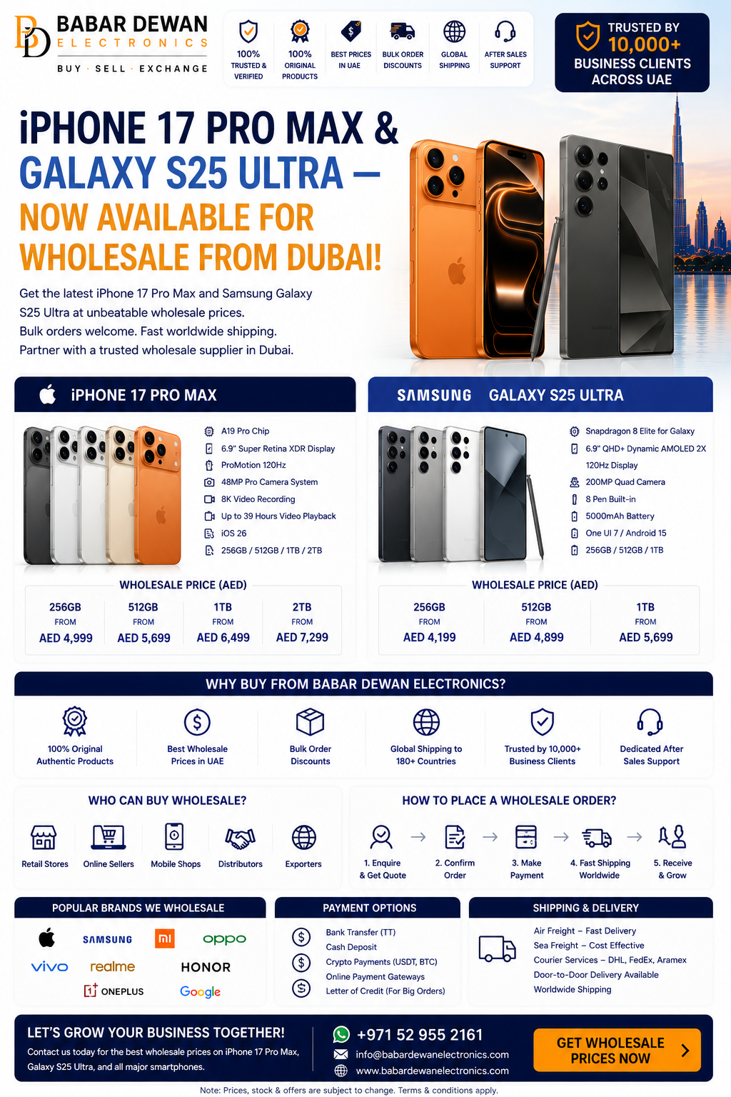 iPhone 17 Pro Max & Galaxy S25 Ultra — Now Available for Wholesale from Dubai