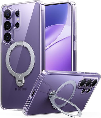 TORRAS Q3 Spin — Samsung Galaxy S26 Ultra Clear Case with 360° Magnetic Kickstand - BABAR DEWAN ELECTRONICS